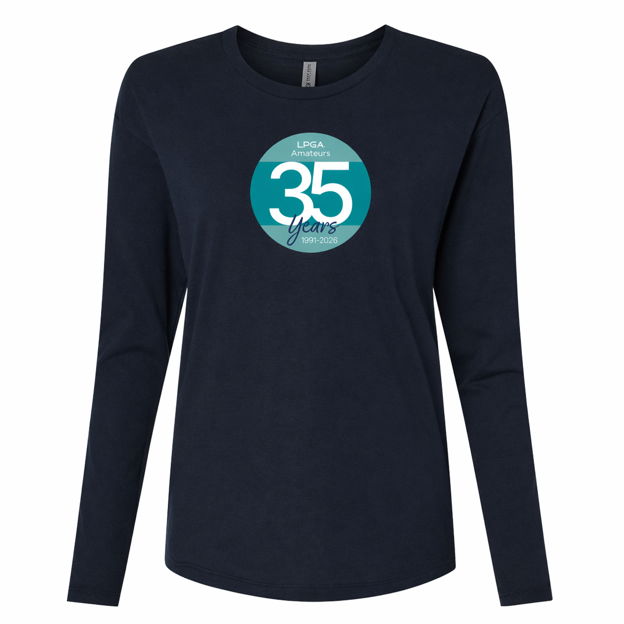 35 Year Logo Long Sleeve Cotton Women's Tee Shirt Navy