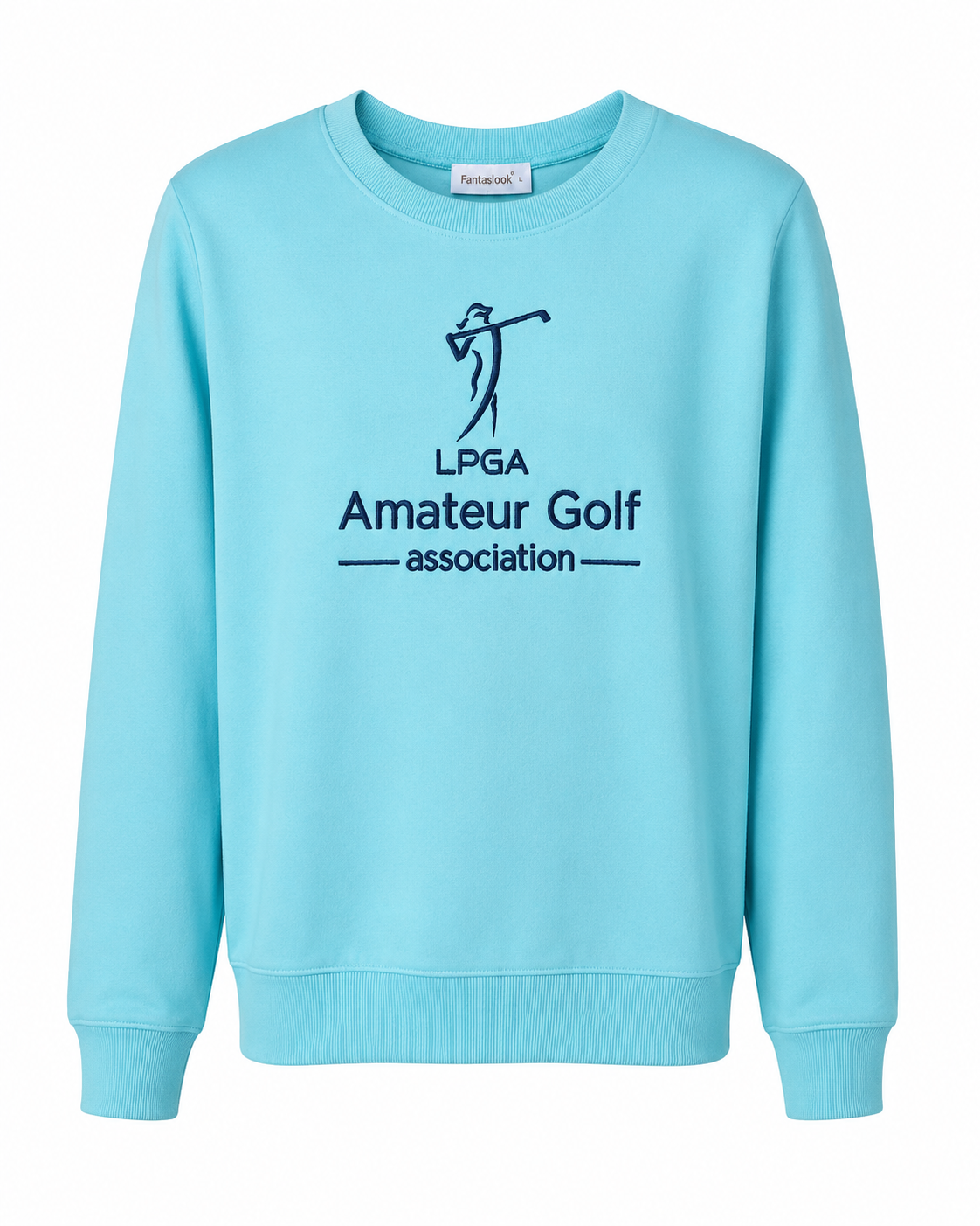 Crewneck Light Sweatshirt- Lake Blue with Navy logo