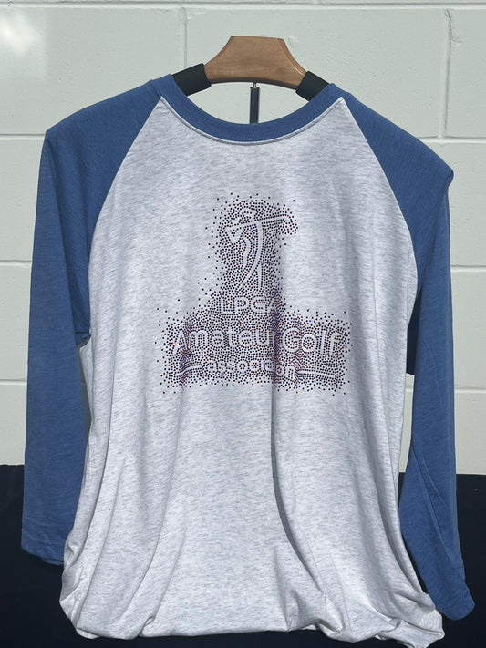 Baseball 3/4 Sleeve Royal Blue Tri Blend Tee RWB Bling Logo