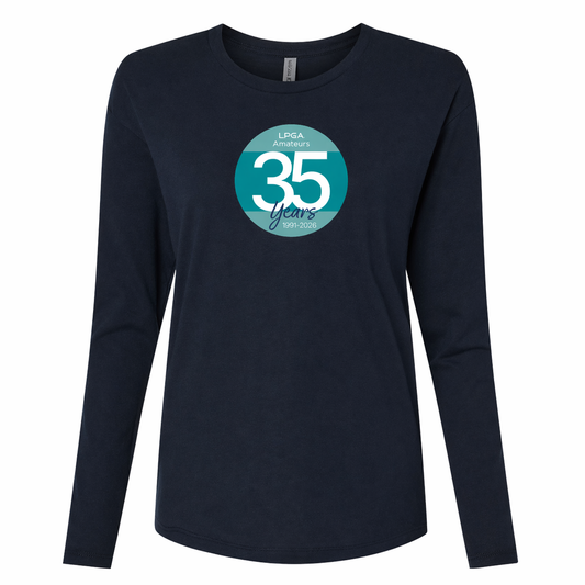 35 Year Logo Long Sleeve Cotton Women's Tee Shirt Navy