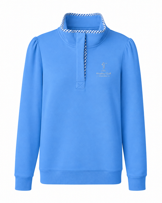 Sweatshirt - Puff Sleeve Blue with gingham detail