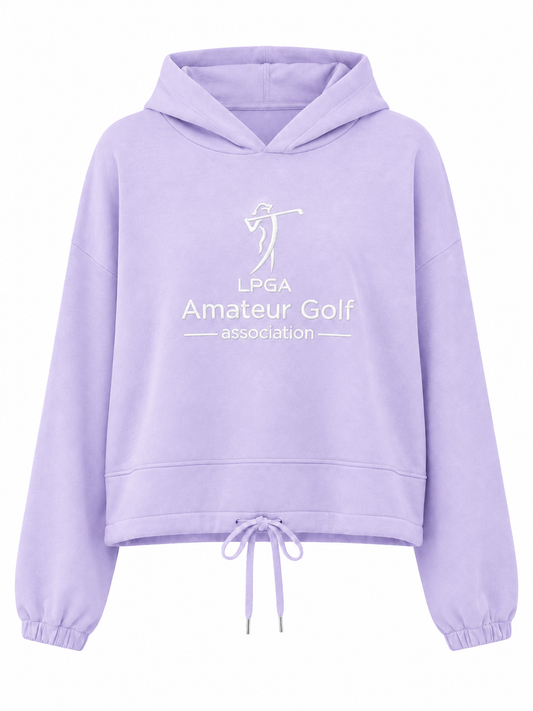 Hoodie - Oversized CROP Lilac white logo