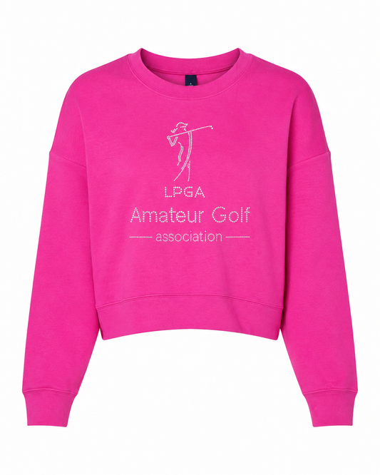 Crewneck Sweatshirt - Pink Crop Bling logo
