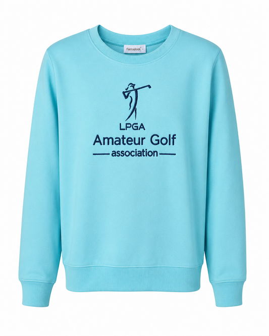 Crewneck Light Sweatshirt- Lake Blue with Navy logo
