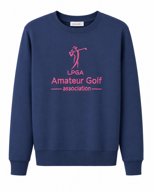 Crewneck Light Sweatshirt - Navy with Pink logo