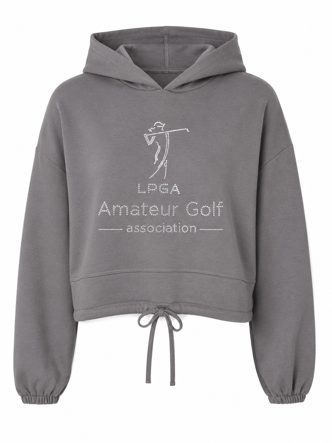 Hoodie - Oversized CROP Grey with Pink Bling