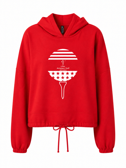 Hoodie - Oversized CROP Red with Golf Ball Flag Logo