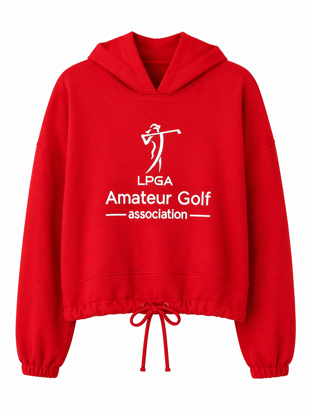 Hoodie - Oversized CROP Red with white logo