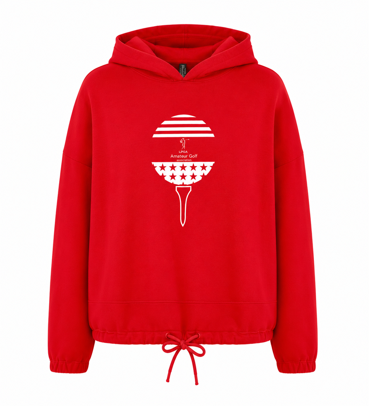 AMERICA Red Crop Hoodie Golf Ball Flag Logo