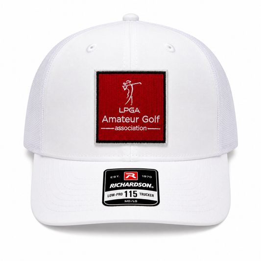 Hat- Low Pro Trucker White Red logo