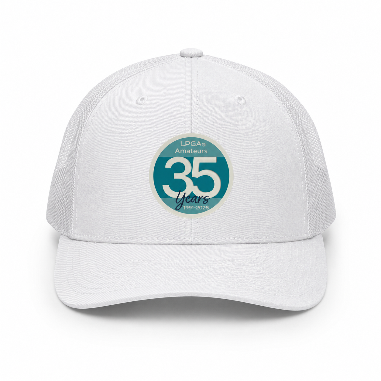 Hat- Unstructured Trucker White Silicone Textured Logo