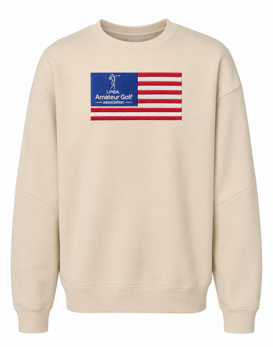 AMERICA Embroidered LPGA AM Flag Crew Cream
