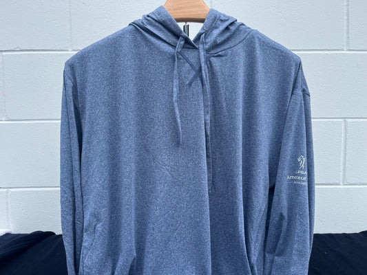 Long Sleeve Hooded Tee Shirt Navy with Green Logos