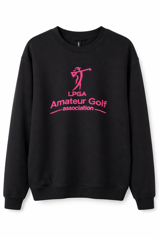 Buttery Modal Crewneck Black Hot Pink Logo