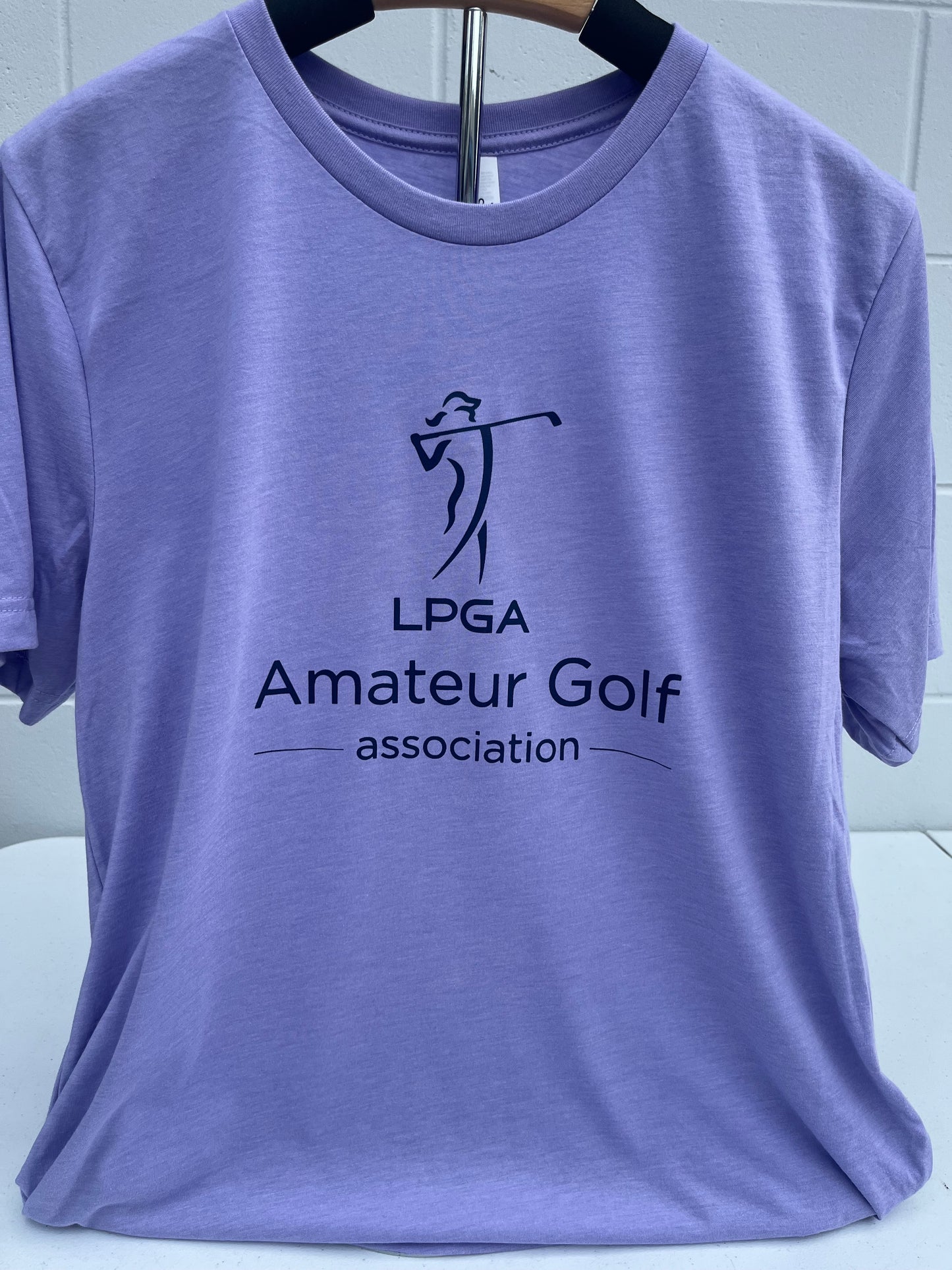 Lavendar Short Sleeve Triblend Navy Logo